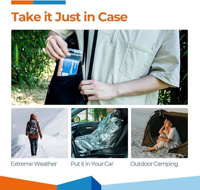 Emergency Blankets (120 Packs, 84" L x 52" W) Mylar Thermal Blankets for Survival and Protection,Space Blanket Survival Kits Camping Blanket, Ideal for Outdoors, Hiking, Survival, Marathons
