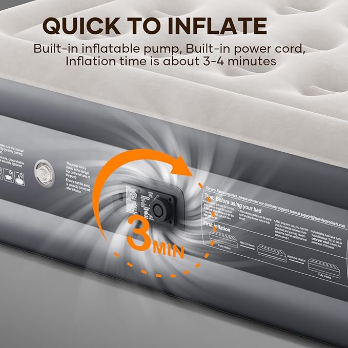 InnoTruth Twin Air Mattress with Built in Pump, Inflatable Blow up Mattress, 18" Raised Colchones Inflables Air Bed, Back to School Supplies, Ideal for Home and Outdoor Camping, 300lb Weight Capacity