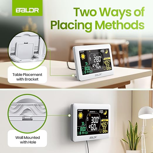 BALDR WiFi Weather Station with App, Wireless Indoor Outdoor Thermometer with Humidity Monitor, Online Real-time Forecast, Smart Home Weather Stations, One Temperature Sensor Included, White