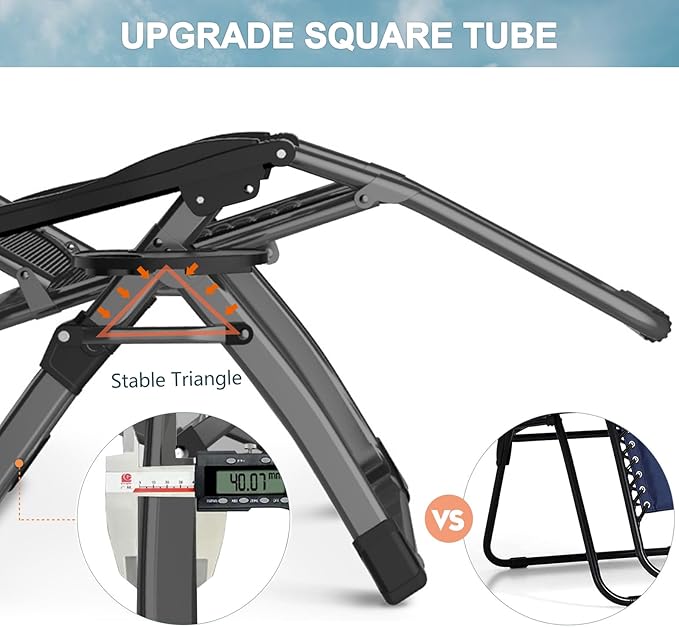 ABORON 2 Pack Zero Gravity Chair, Outdoor Lounge Chairs Sun Loungers with Removable Cushion,Headrest,Cup Holder,Reclining Patio Lounger Chair for Indoor and Outdoor