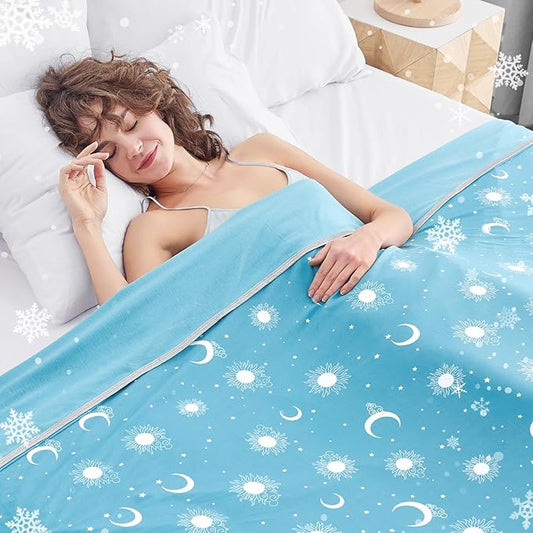 inhand Cooling Blanket Twin Size (60"x80") - Cooled Blankets for Hot Sleepers Lightweight Breathable Summer Blanket for Sleeping Night Sweats to Keep Cool in The Heat -Aqua