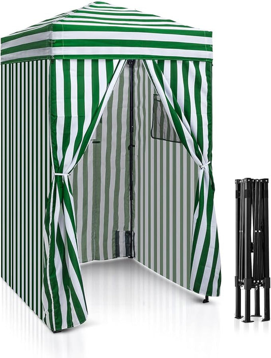 EAGLE PEAK Flex Ultra Compact 4x4 Pop-up Canopy, Sun Shelter, Changing Room, Portable Privacy Canopy Cabana for Pool, Fashion Photoshoots, or Camping, Green/White