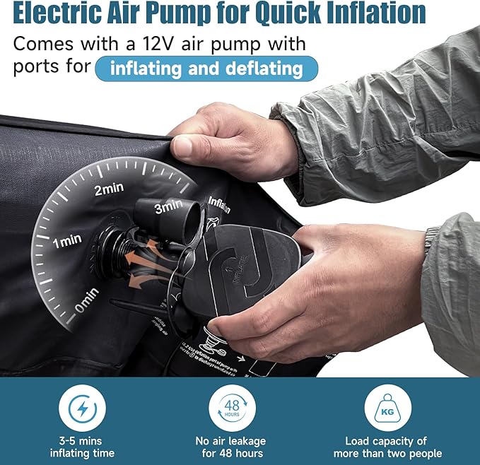 SUV Air Mattress Double-Sided Flocking Car Mattresses for Car Bed, Travel Camping Sleeping Bed with Air Pump 2 Pillows