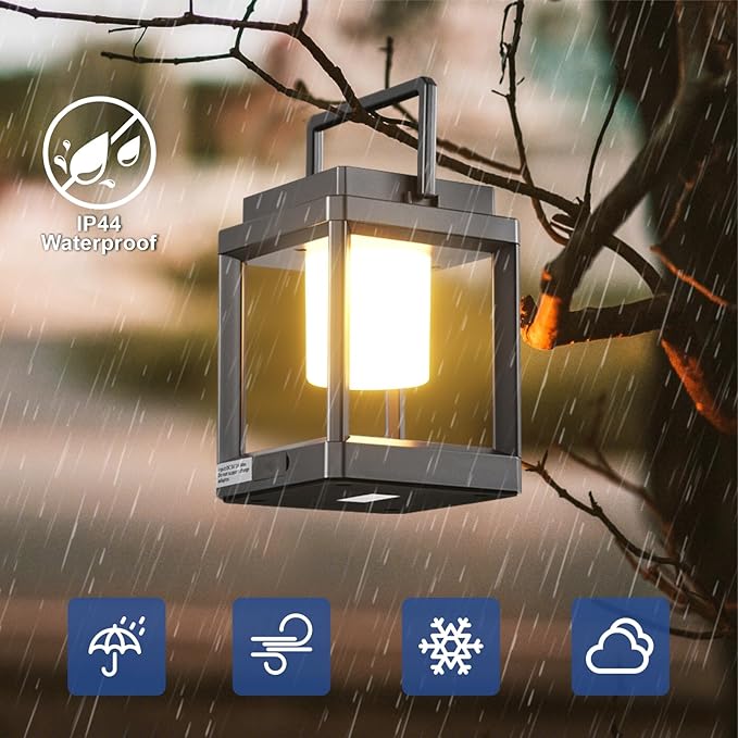 Solar Lantern Outdoor Table Lamp: Portable Waterproof LED Light - Hanging Rechargeable Lights for Patio Camping