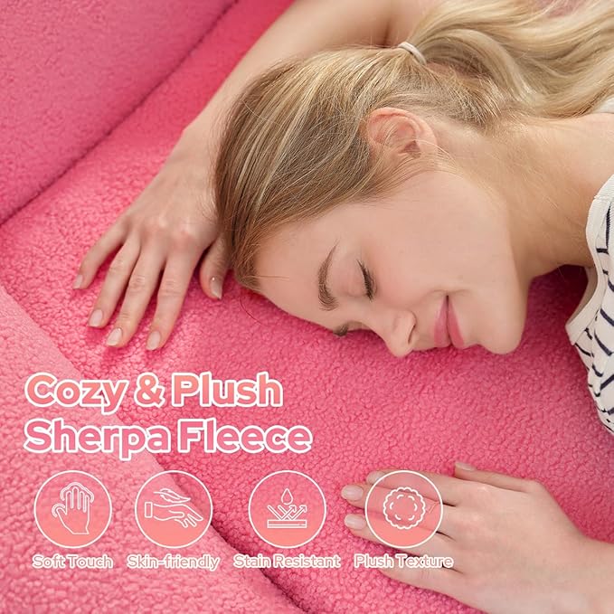 HABUTWAY Inflatable Bean Bag Chairs for Adult Blow up Chair Portable Inflatable Bean Bag Couch w/Electric Air Pump,Handle & Side Pocket for Movie Night Reading Gaming Living Room - Dark Pink