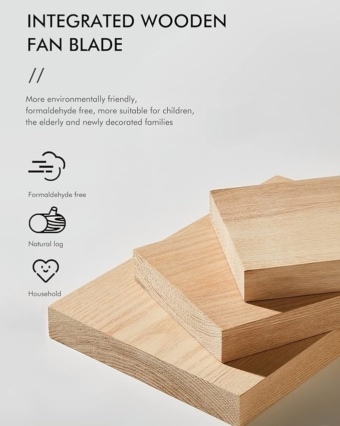 Modern Ceiling Fans with Lights, 3 Wood Fan Blades, 52" Black with Remote Control, Noiseless Reversible DC Motor for Bedroom/Living Room/Study/Patio