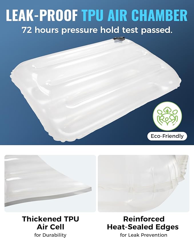 KingCamp Memory Foam Camping Pillow, Extra Large Inflatable Camp Pillow, Portable Ergonomic Air Pillow with Removable Washable Cover for Camping, Hiking, Car, Beach, Travel