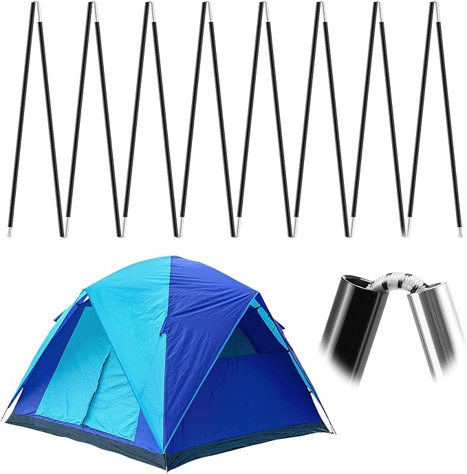 Aluminum Tent Poles Replacement - Pre-Assembled Tent Poles Stakes, Fits Both Female and Male Ends - Lightweight Tent Pole Repair Kit for Hiking Camping Backpacking Tent, 20FT