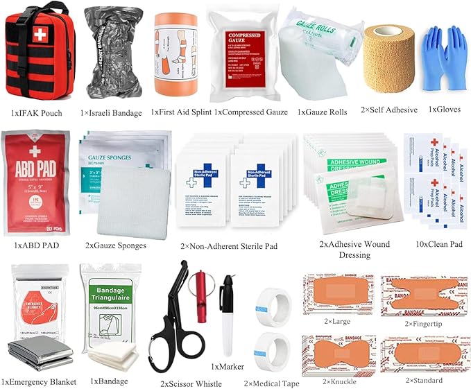 IFAK Kit Trauma Kit Military Medical First Aid Kits Bleeding Contral Emergency Survival Bug Out Bag for Camping Gear Supplies Hiking (Camouflage)