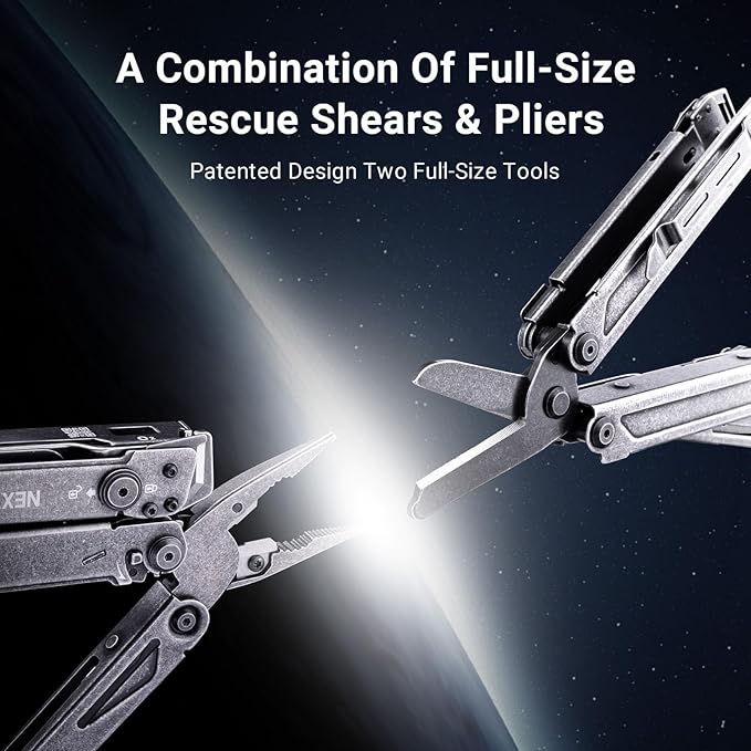 NEXTORCH PIONEER 14-IN-1 Multi-tools Full-Size,Versatile Multi-tool Set with Scissors Needle Nose Pliers Pocket Clip Multi-tool (STONE WASHED FINISH)