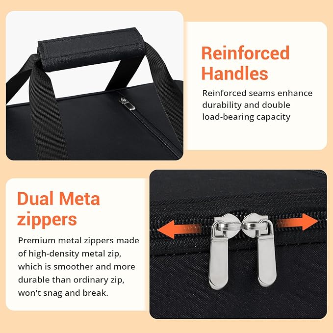 Double Insulated Casserole Carrier for Hot or Cold Food,Pie Carrier Bag Lunch Tote for Potluck Parties/Picnic/Cookouts, Fits 9"x13" Baking Dish, Black