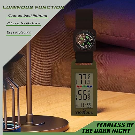 Indoor Outdoor Portable Thermometer Hygrometer with Accurate Temp & Humidity Detection Alarm Compass Crucial for a Comfortable Living Space, Camping, Workshop. Get it Now for a Controlled Environment