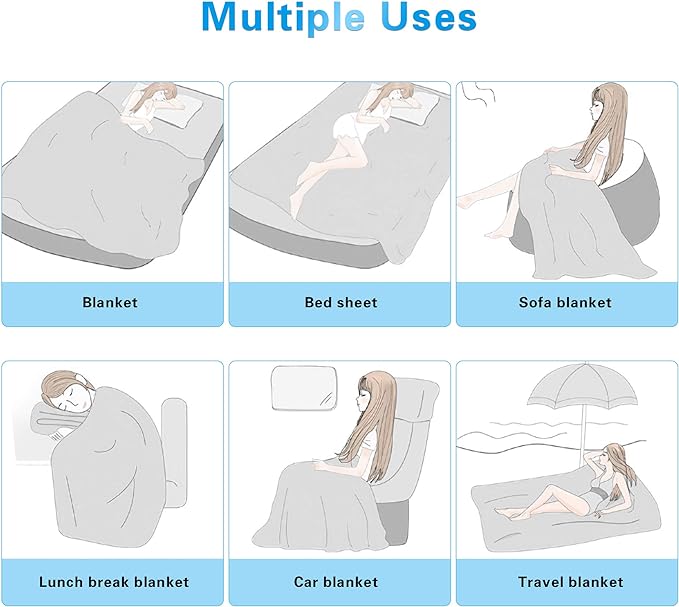 AmyHomie Cooling Blanket King Size, 100% Rayon Derived from Bamboo, Cool Summer Blanket for Hot Sleepers, Soft Comfy Lightweight Blankets for All Seasons(Blue, 90×108in)