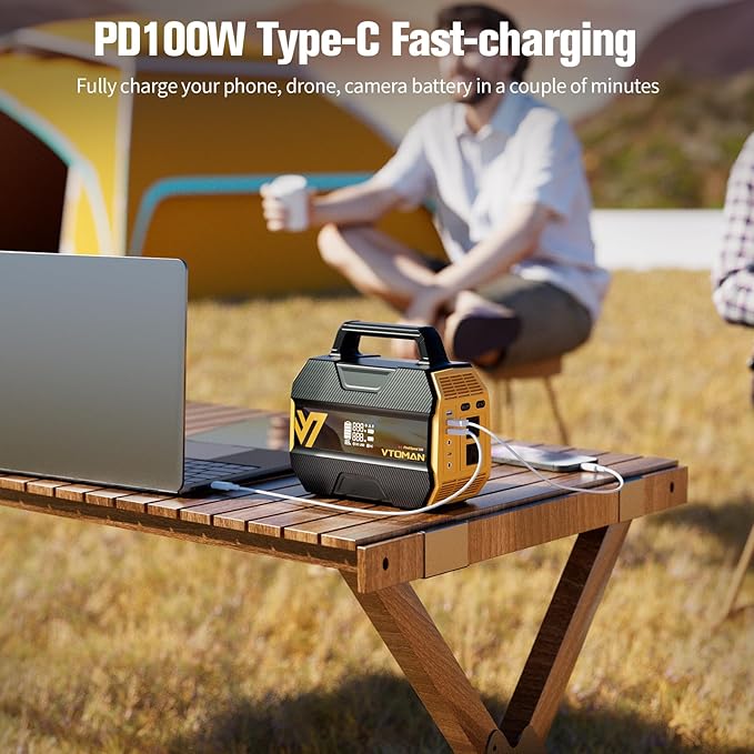 VTOMAN FlashSpeed 300 Portable Power Station with 110W Solar Panel, 300W/230Wh LiFePO4 Battery Solar Generator, PD 100W Type-C, 3000 Cycles, 6 Outlets for Camping, Home Backup, Off-grid