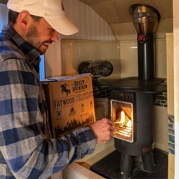 BILLY BUCKSKIN HOME & BEAUTY Buckskin Co.Fatwood Fire Starter Sticks Start a Fire with just 2 Sticks Firestarters for Indoor Fireplace Works in Any Weather Conditions Natural Fire Starters 2lb Bag