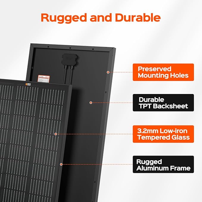 RICH SOLAR 200 Watt 12 Volt Monocrystalline Solar Panel 2 Pack of 9BB Cell 100W High Efficiency Solar Module Charge Battery for RV Trailer Camper Marine Off Grid All Black