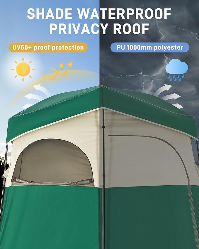 KingCamp Shower Tent, Portable Privacy Tent Outdoor Camping 1/2 Room Toilet Tents with Shower Bag & Dressing Room for Beach, Camping & Hiking