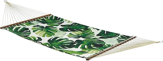 Fab Habitat Tropical Botanical Recycled Polyester Hammock - Panama - Green - Indoor/Outdoor, Quick Dry, 2 Person 460 lbs Capacity - Patio, Poolside, Backyard, Garden, Beach - 12-14 ft Adjustable