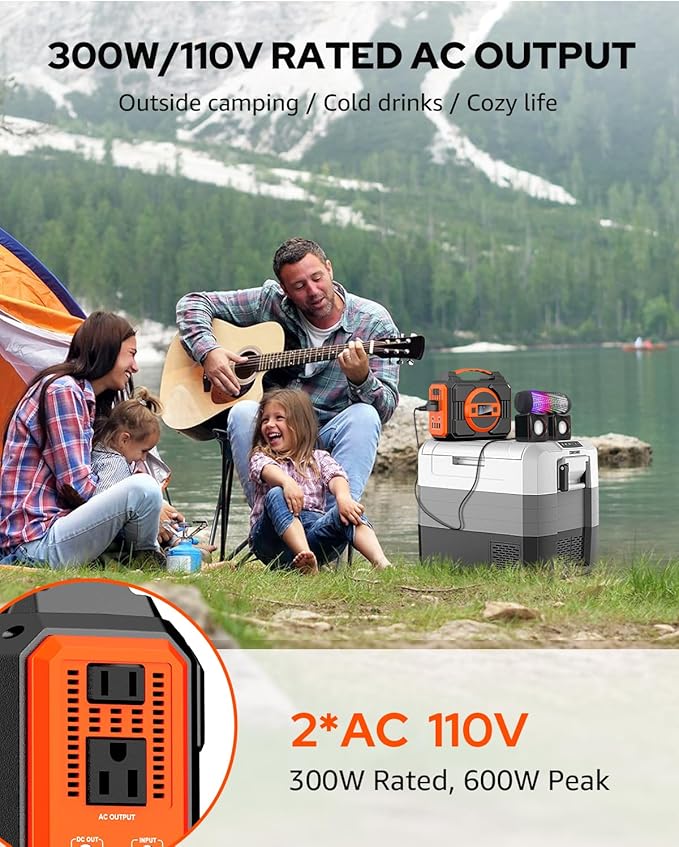 Solar Powered Generator 300W Rated, Portable Solar Generator Power Station with Solar Panels 40W Included, 220Wh Sola Power Bank with AC Outlet 110V Pure Sine Wave for Home Use Camping Outdoor