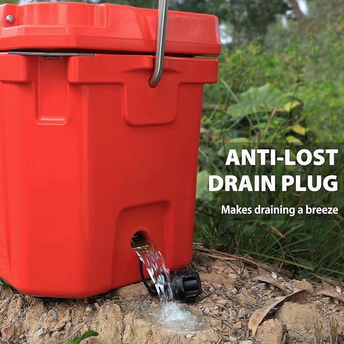 Hard Cooler, Insulated Ice Chest Box Holds Ice for More Days, Portable Cooler with Handle, Cup Holders, Double Latches for Camping Drink, Beach, Picnic, Fishing, Boat, Barbecue