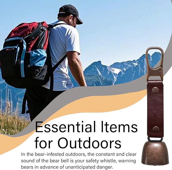 Bear Bell with Magnetic Silencer|Bear Bells for Hiking & Camping|Bear Deterrent Device with Emergency Whistle & Carabiner to Scare Animals|Bear Alarm for Outdoor Biking Fishing Climbing