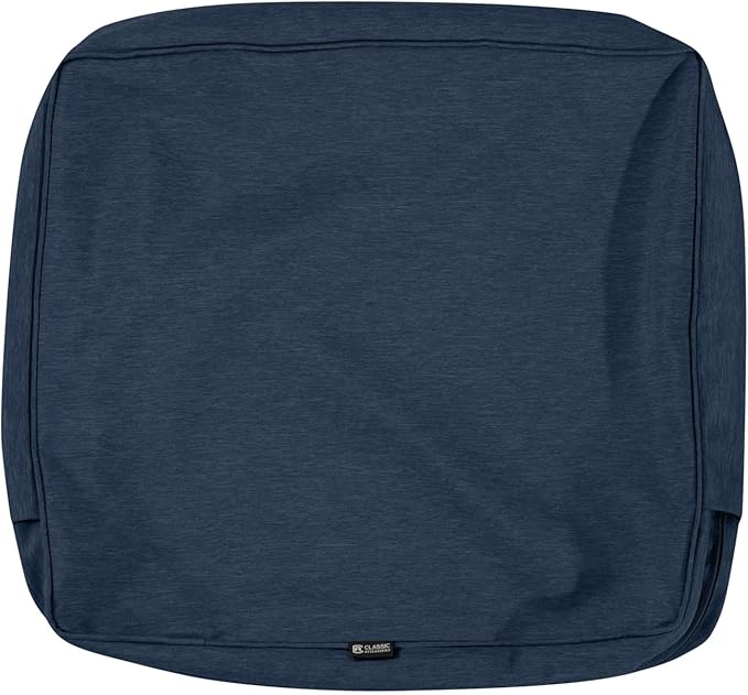 Classic Accessories Montlake Water-Resistant 23 x 20 x 4 Inch Patio Lounge Back Cushion, Heather Indigo Blue, Outdoor Loveseat Cushions