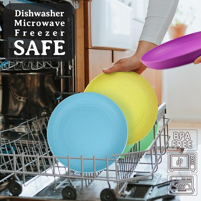 Homienly Wheat Straw Small Plates, Dessert Plates Set of 8, Wheat Straw Appetizer Plate for Snack, Side Dish, Unbreakable Microwave and Dishwasher Safe Mini Plate Set (5.7 inch, Memphis)