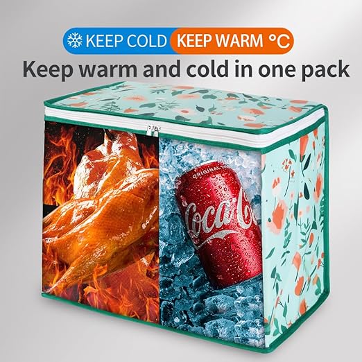 Bodaon 5-Pack Cooler Insulated Food Delivery Bag, Thermal Hot Pizza，X-Large Bags With Top Zippered for Grocery/DoorDash/Catering/Shopping, Large Cold and Frozen Door Dash Accessories, XL Tote, Flower