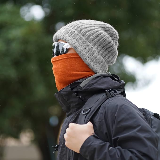 ACUSHLA 100% Merino Wool Neck Gaiter Ski Face Mask Scarf Neck Warmer for Men & Women All Weather
