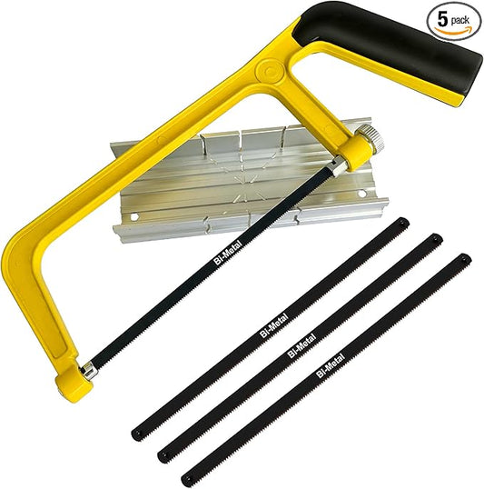 6 in. Mini Hacksaw Set - 150mm Extra Fine Cut Hack Saw Sets and 3pcs Extra Bi-Metal Blades for Wood and Metal