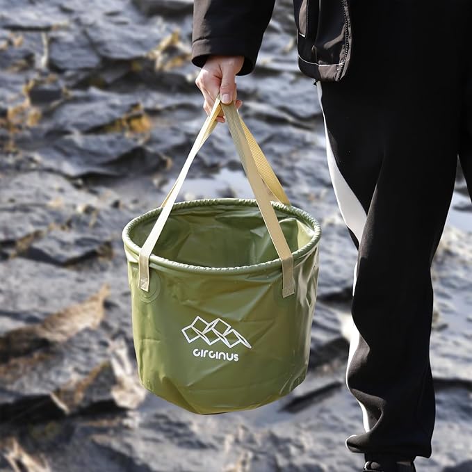 CIRCINUS Collapsible Water Bucket 5.28 gallons (20 liters) Portable wash Basin for Camping Fishing Travel Outdoor Gardening car Washing (Green)