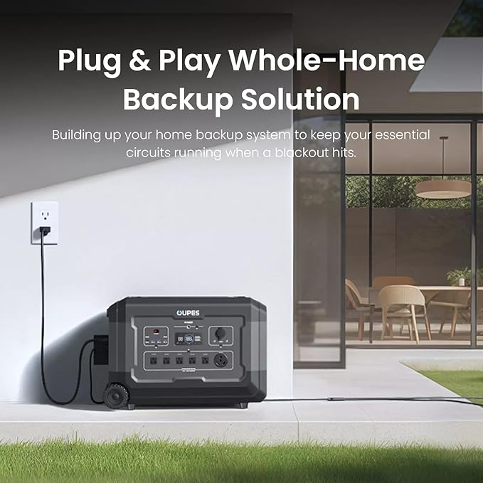 OUPES 3600W Portable Power Station Mega 3 with 6 * 240W Solar Panels & B2 Battery, 3072Wh LiFePO4 Solar Generator for Home Emergency Backup, RV, In-grid, Off-grid