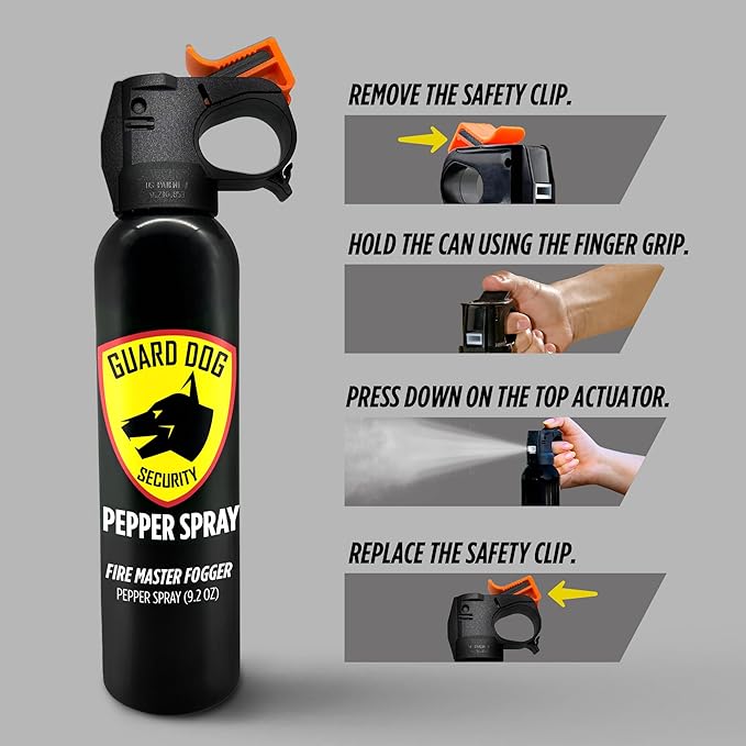 Guard Dog Security Fire Master OC Pepper Spray Self Defense, Police Strength with UV dye, Easy Access Outdoor Personal Protection