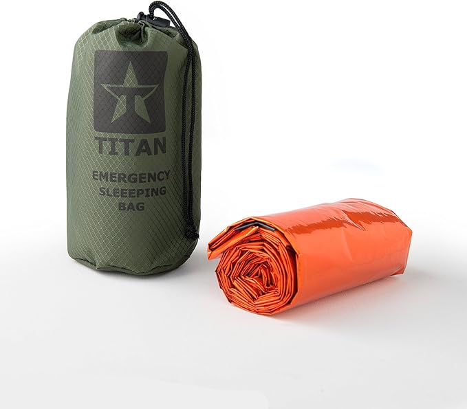TITANSurvival Emergency Sleeping Bags for Survival 36” x 78” - 90% Heat Retention, 41% Thicker & Waterproof - Durable Survival Sleeping Bag for Cold Weather Camping - Thermal Sleeping Bag Outdoor Use