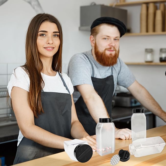 32 Pack 16 oz Plastic Spice Jars with Cap Clear Empty Square Spice Bottle with Shaker Lids Large Empty Seasoning Containers for Storing Spice Salt Seasoning