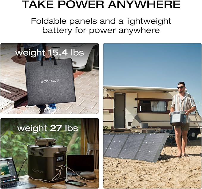 EF ECOFLOW Solar Generator DELTA2 with 220W Solar Panel, LFP(LiFePO4) Battery, Fast Charging, Portable Power Station for Home Backup Power, Camping & RVs
