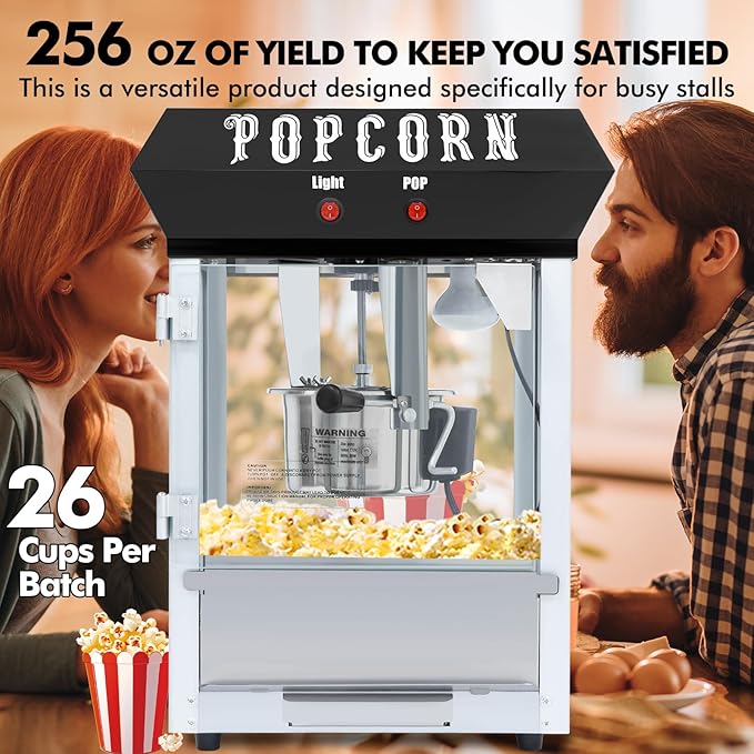 6 Ounce Popcorn Machine, Bar Style Popcorn Machine Popcorn Maker 600W Electric Popper for Home Theater Parties, and Events