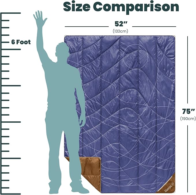 Rumpl Backcountry Puffy Blanket, Ultra-Portable and Lightweight Adventure Blanket, 1-Person (52x75 inches), Trace Valley Marionberry
