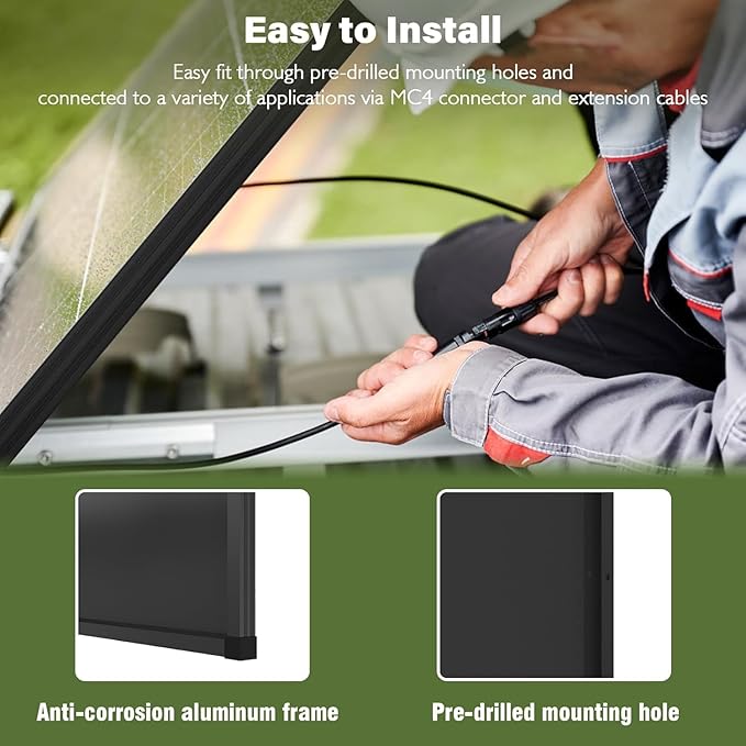 400 Watt Solar Panels, 2PCS 200W Monocrystalline 12V/24V PV Module 25% High-Efficiency Cell Half-Cut for RV Rooftop Camping Power Station Generator Off-Grid Application (2 Pack 200W)