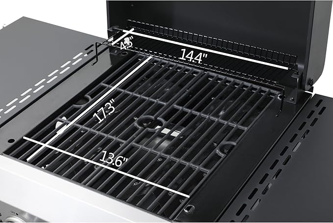 2-Burner Portable Propane Gas Grill with Stainless Steel Plancha Griddle - 24600 BTU Outdoor BBQ Grill with Foldable Side Shelves, Enamel Cooking Grids & Tool Hanging Basket