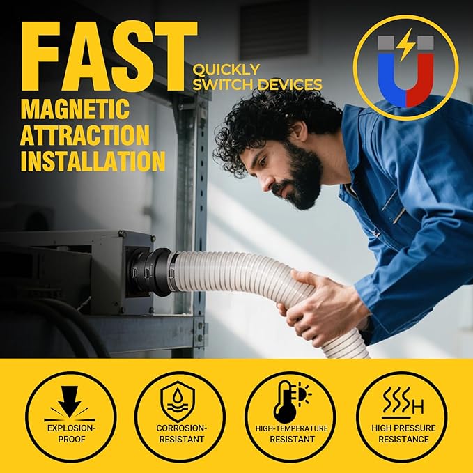 4" Joinerjetly Magnetic Dust Collection Starter Kit for Dust Collectors, Fast Connect Dust Hose to Machinery Port, Dust Collector/Vacuum Fittings 1P