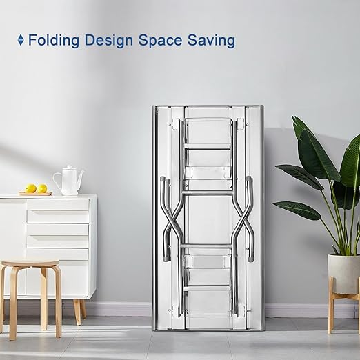 HARDURA Folding Stainless Steel Table 24X48 Inches with Legs NSF Commercial Portable Folding Prep Table for Restaurant Kitchen Home and Hotel