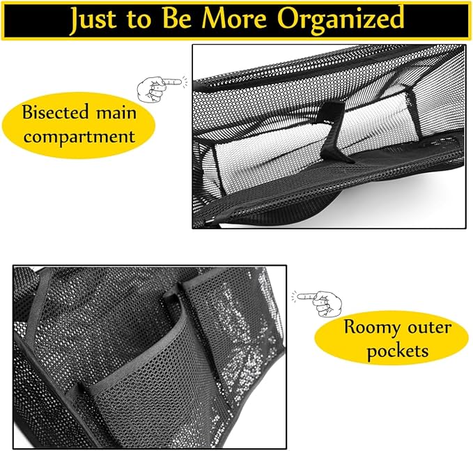 ALYER Mesh Shower Caddy, Bath Organizer with Adjustable Hanging Straps, Multipurpose Storage Bag for College,Camp,RV, Travel and Gym (White)