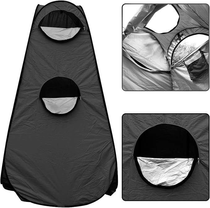 Pop Up Tent Upgrade Privacy Camping Shower Tent Portable Outdoor Sun Shelter for Outdoor Bathing Toilet Camping Biking Hiking Beach with 5.3 Gallon Shower Bag