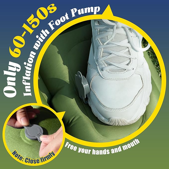 Double Sleeping Pad, Ultralight Camping Pad with Pillow Built-in Foot Pump Inflatable Sleeping Mat Compact for Camping Backpacking Hiking Traveling