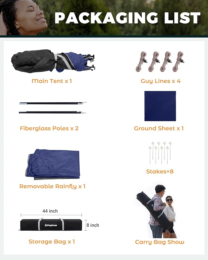 KingCamp Camping Shower Tent, Instant Portable Privacy Shelter, 1/2 Room Large Outdoor Toilet Tent with Floor, Water-Resistant, Windproof & Easy Setup for Beach, Camping & Hiking