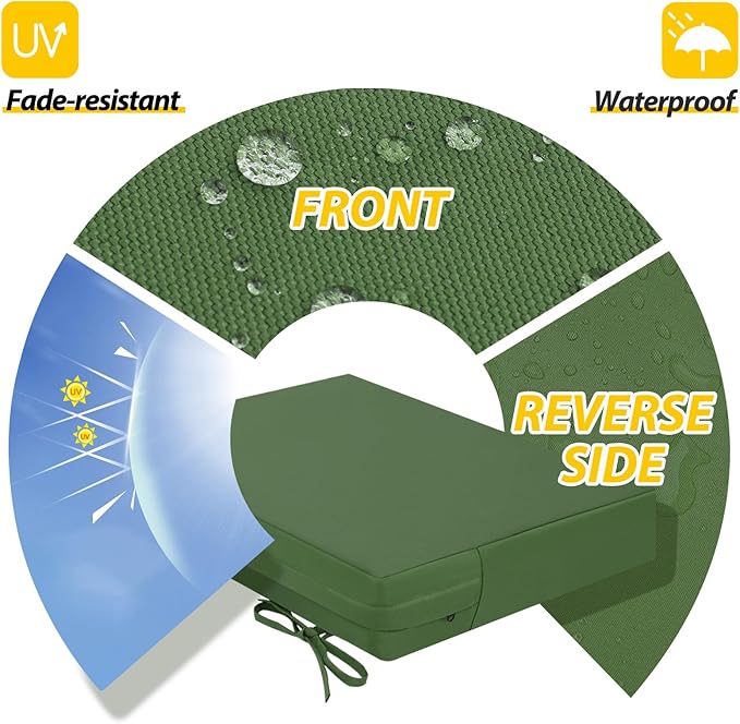 AAAAAcessories Outdoor Seat Cushions for Chairs, Waterproof, Fade-Resistant Patio Furniture Replacement Cushions, 18.5" x 16" x 3", Set of 2, Dark Moss