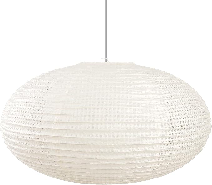 Hytsoeee(19.69Inch) Double-Layer Paper Lamp Shade, Beige Oblate Paper Lantern Pendant Light Shade,Bohemian Folding Ceiling light Shade, Paper Lantern Lamp Shade for Bedroom,Apartment (19.69inches)