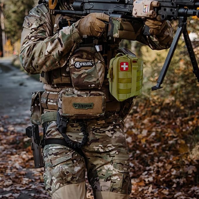 IFAK Kit Trauma Kit Military Medical First Aid Kits Bleeding Contral Emergency Survival Bug Out Bag for Camping Gear Supplies Hiking (Tan)