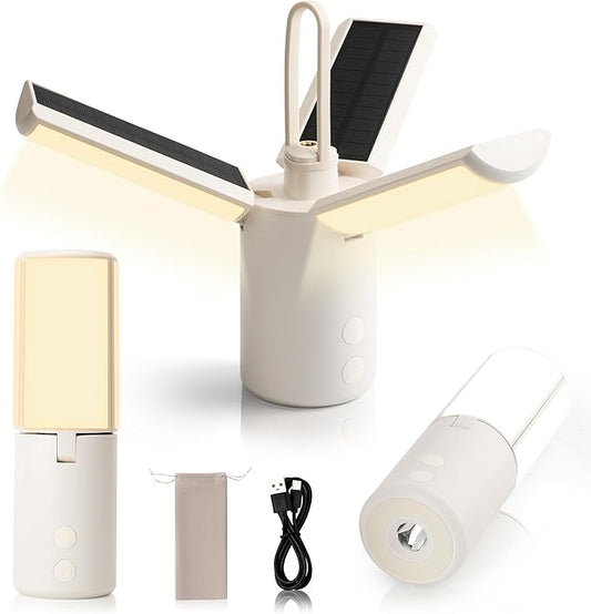 Solar Camping Lantern 8000mAh–Rechargeable,Foldable Camping Light,Stepless Dimming,Flashlight & SOS Modes,USB Charging,Waterproof & Portable Handle,Ideal for Camping,Emergency,Travel,Outdoor,Home Use